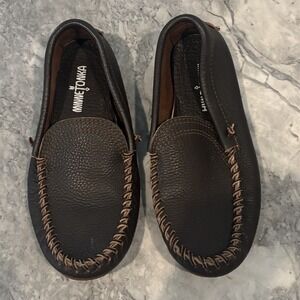 Minnetonka Venetian Slip On Moccasin Black Leather 962 Men's‎ Sz 7 US